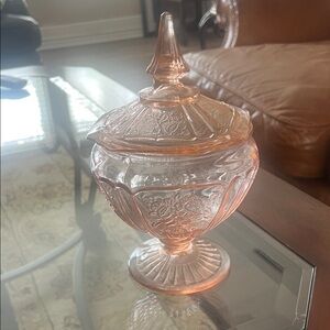 Pink Depression Glass Covered Candy Dish - Elegant Home Accent